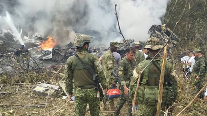 কলম্বিয়ায় সামরিক উড়োজাহাজ বিধ্বস্ত, ৬৬ জন নিহত