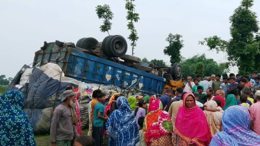 সড়ক থেকে ট্রাক উল্টে পড়ল ক্ষেতে, কৃষক নিহত