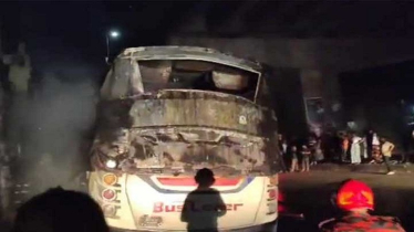 উত্তরায় বাসে আগুন