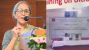 প্রাণিসম্পদ উপদেষ্টার অনুষ্ঠানের স্ক্রিনে হাসিনা ও শেখ মুজিবের ছব