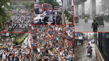আন্দোলনে বন্ধ ঢাকার সড়ক, তীব্র যানজট ও বৃষ্টিতে ভোগান্তিতে নগরবা