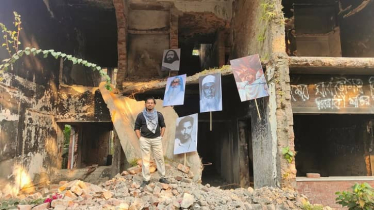 ধানমন্ডি বত্রিশে টাঙানো হলো মওলানা ভাসানী- ওসমান হাদির ছবি