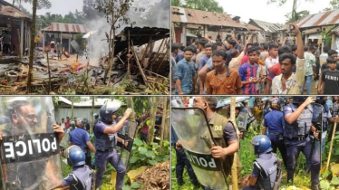 পুলিশের সঙ্গে জনতার সংঘর্ষ, ডিসি-এসপির গাড়ি ভাঙচুর