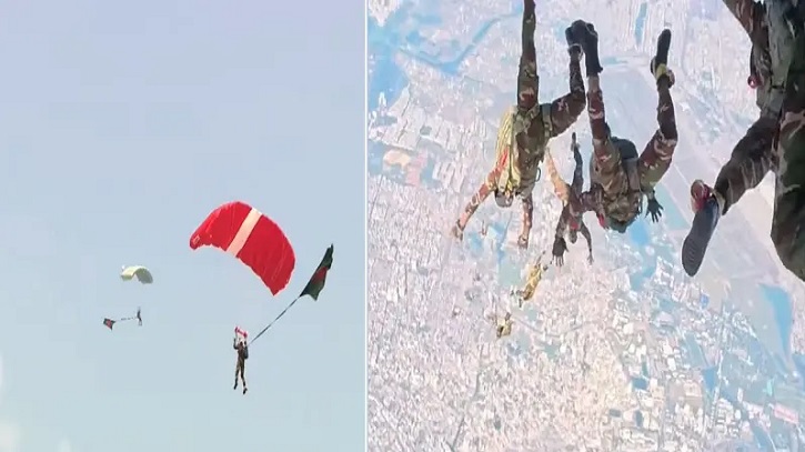 সর্বাধিক পতাকা হাতে প্যারাস্যুটিংয়ে বাংলাদেশের বিশ্ব রেকর্ড