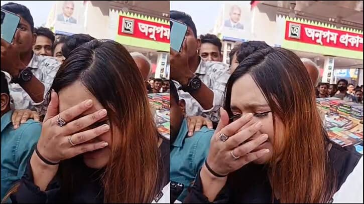বইমেলায় কান্নায় ভেঙে পড়লেন মুশতাকের স্ত্রী তিশা বইমেলায় কান্নায় ভেঙে পড়লেন মুশতাকের স্ত্রী তিশা